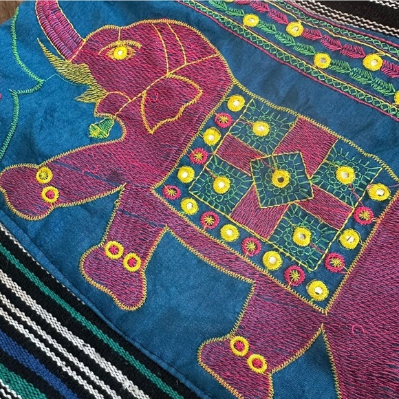 Africa Imports Colorful Royal Elephant Embroidered Tote Bag - Picture 6 of 10